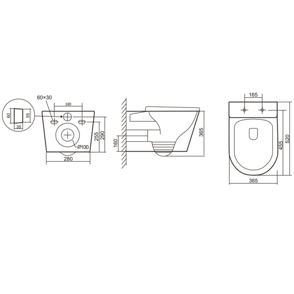 Унитаз подвесной IBERICA BLANCA BURGOS ALTO Rimless белый (IB.BRA.231.1B1)
