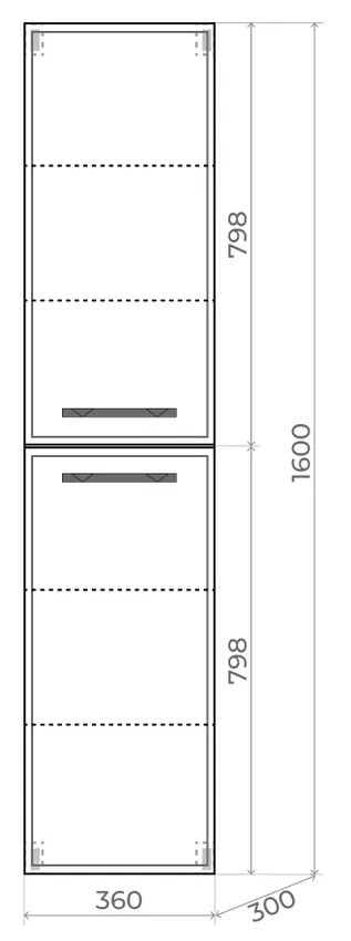 Шкаф-пенал для ванной Uperwood Foster 36х30х160 см, серый графит