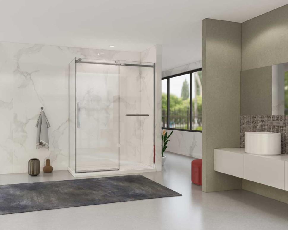 Душевой уголок Como Soft VSR-1CS1014CL, 1400*1000, хром, стекло прозрачное