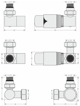 Автоматический терморегулятор 3D правый (G 1/2" НР х G 3/4" НГ)