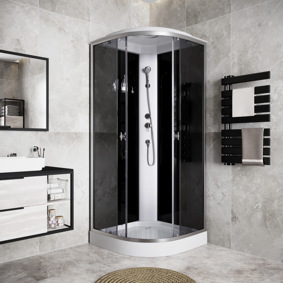 Душевая кабина Niagara Eco E100/13/TN (100х100х215) низкий поддон(13см),стекло тонированное,3 места