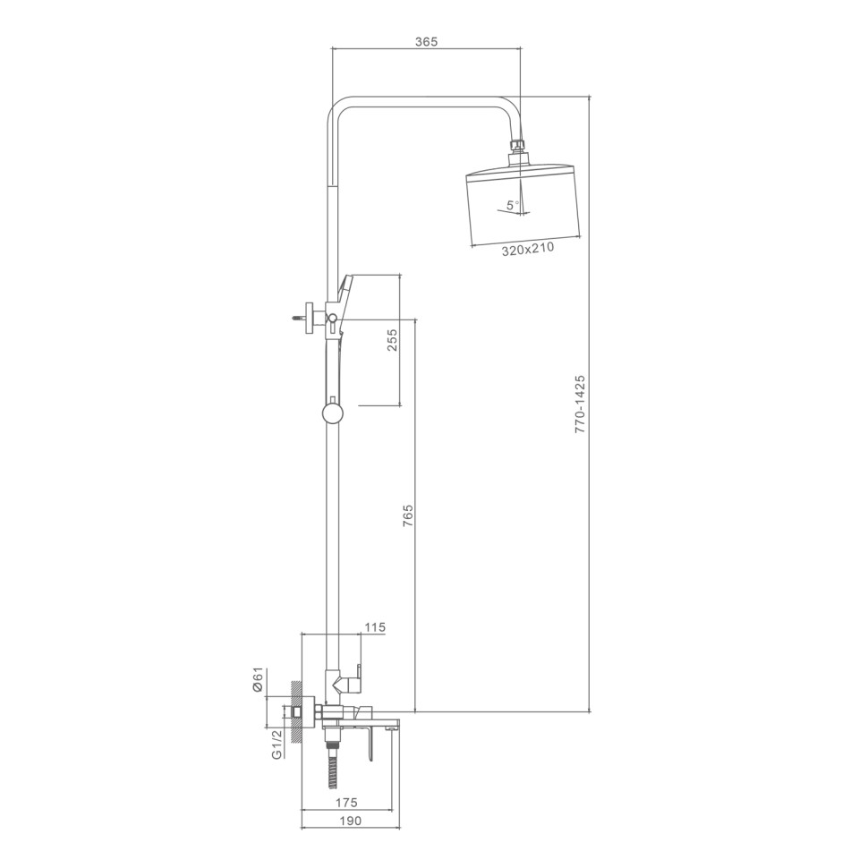 Душевая система Splenka для ванны и душа S06.24.06 Черный