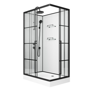 Душевая кабина Niagara Standart ST100/80/15QL/KL/BKT (100х80х225) низкий поддон(15см),черный,стекло прозрачное,3 места
