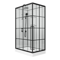 Душевая кабина Niagara Standart ST100/80/15QL/KL/BKT (100х80х225) низкий поддон(15см),черный,стекло прозрачное,3 места