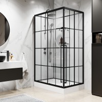 Душевая кабина Niagara Standart ST100/80/15QL/KL/BKT (100х80х225) низкий поддон(15см),черный,стекло прозрачное,3 места