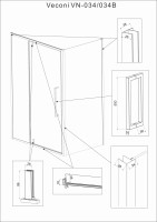 Душевой угол Veconi Rovigo RV-034B, 1200х800х1950 черный, стекло прозрачное