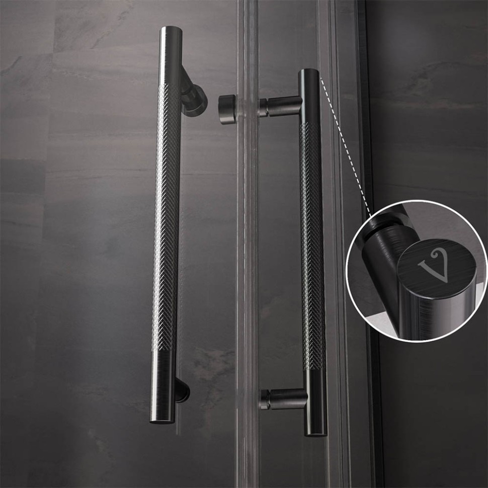 Душевой угол Veconi Premium Trento PTC-20GR, 1000Х900x2000, брашированный графит, стекло прозрачное