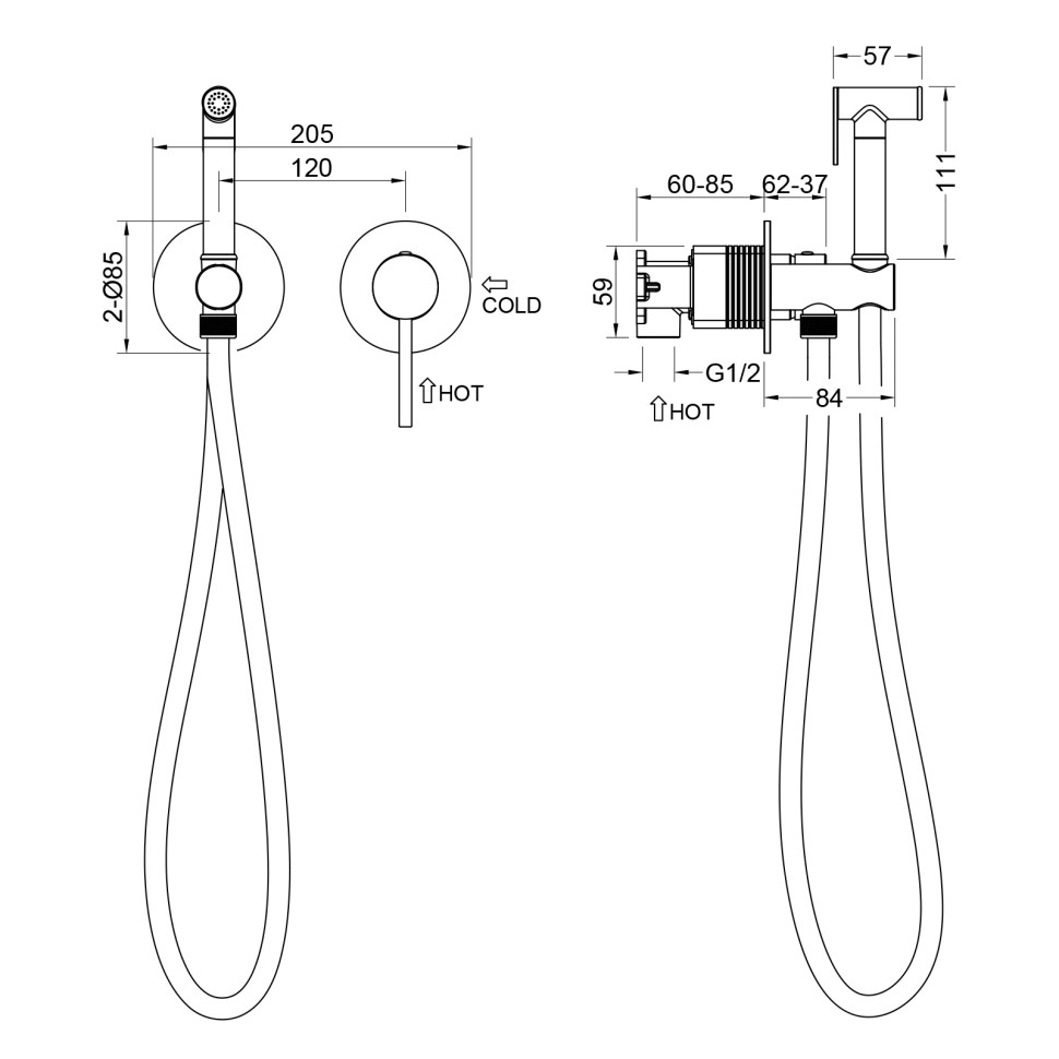 Смеситель встроенный с гигиеническим душем с защитой от ожогов Timo Saona 2339/03SM черный