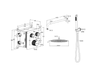 Душевая система скрытого монтажа для душа MILLEAU Tissage TERMO 2SBIT/801-GB на 2 потока (комплект с монтажным блоком), Черный глянец