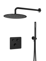 Душевая система скрытого монтажа для душа MILLEAU Tissage TERMO 2SBIT/801-GB на 2 потока (комплект с монтажным блоком), Черный глянец