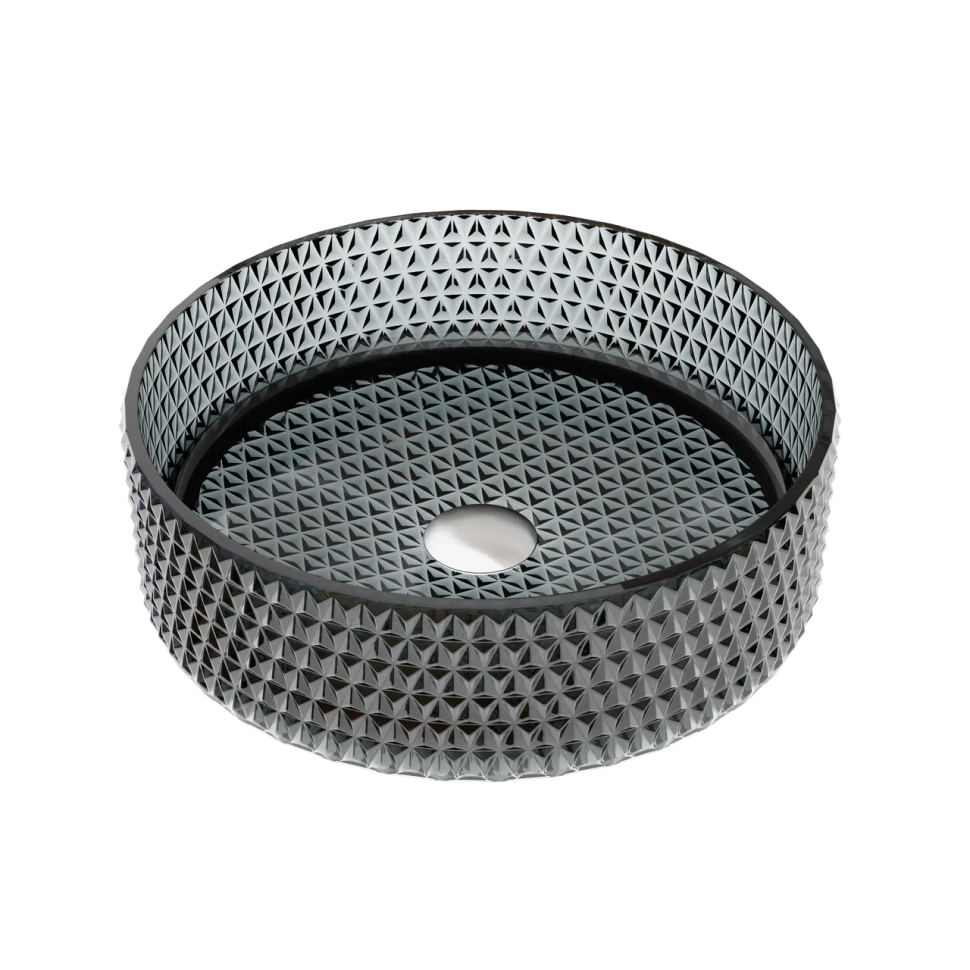 Умывальник чаша накладная круглая (цвет черный) Cristal 360x360x112мм