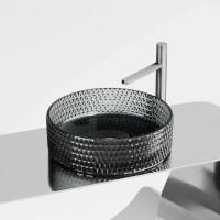 Умывальник чаша накладная круглая (цвет черный) Cristal 360x360x112мм