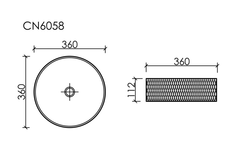 Умывальник чаша накладная круглая (цвет черный) Cristal 360x360x112мм