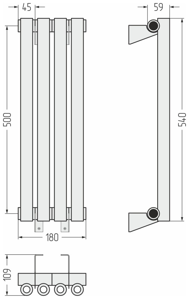 Эстет-0 500х180 4 секции