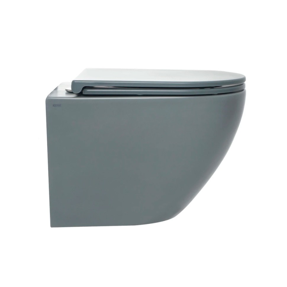 AQM2002MGR Унитаз подвесной с сиденьем SoftClose, технология смыва Rimless, скрыт.крепеж. Цвет серый