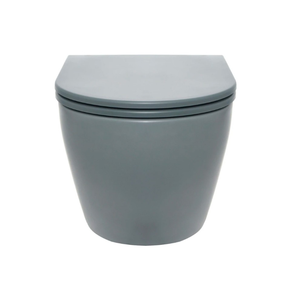 AQM2002MGR Унитаз подвесной с сиденьем SoftClose, технология смыва Rimless, скрыт.крепеж. Цвет серый