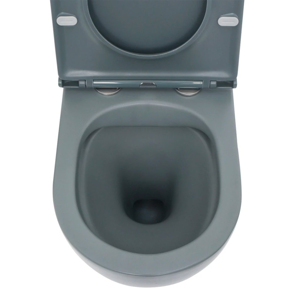 AQM2002MGR Унитаз подвесной с сиденьем SoftClose, технология смыва Rimless, скрыт.крепеж. Цвет серый