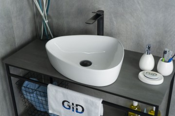 Раковина Gid N9386 51139 накладная белая 50x40x12