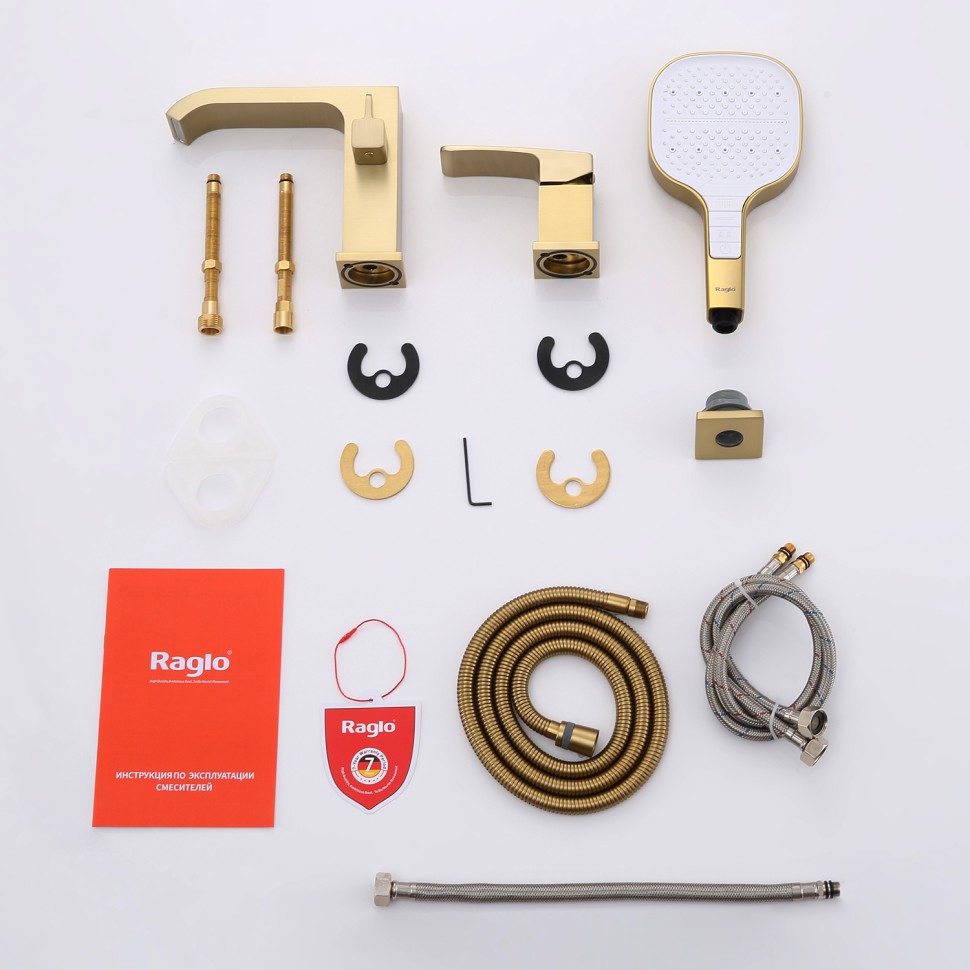 Смеситель Raglo для ванны на борт ванны, золотой сатин