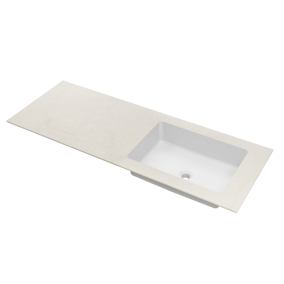 Столешница Vincea из кварца с интегрированной раковиной VWTB-4LX140QBG-R, правая, бежевый