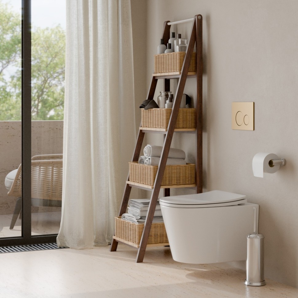 Комплект 3в1 IBERICA BLANCA инсталляция SILENCIO, унитаз BURGOS ALTO белый, кнопка смыва INOX-O золото матовое (IB001.BRA.234.815)