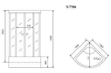 Timo Lux T-7700 душевая кабина 100*100*220