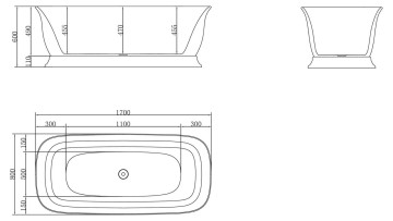 Акриловая ванна BELBAGNO BB400-1700-800