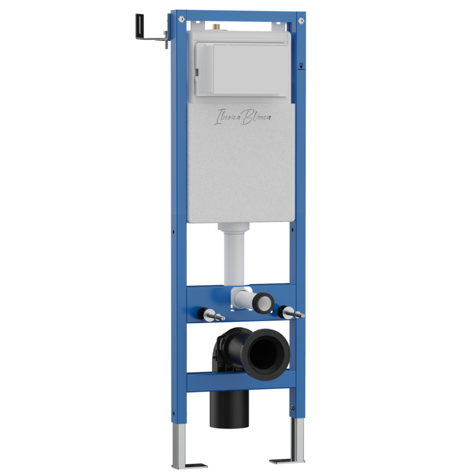 Комплект 3в1 IBERICA BLANCA инсталляция SILENCIO MINI, унитаз BILBAO ALTO белый, кнопка смыва INOX-О вороненая сталь (IB.001M.BLA.231.8180)