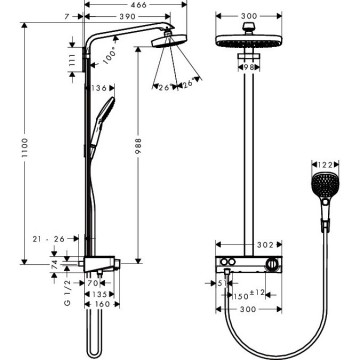 Душевая система Hansgrohe Raindance Select E хром, белый (27126400)