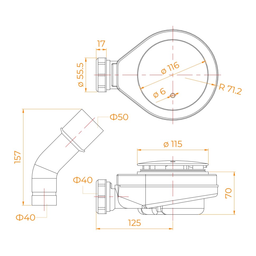 Сифон для поддонов RGW S-16-1B (442416100-04)