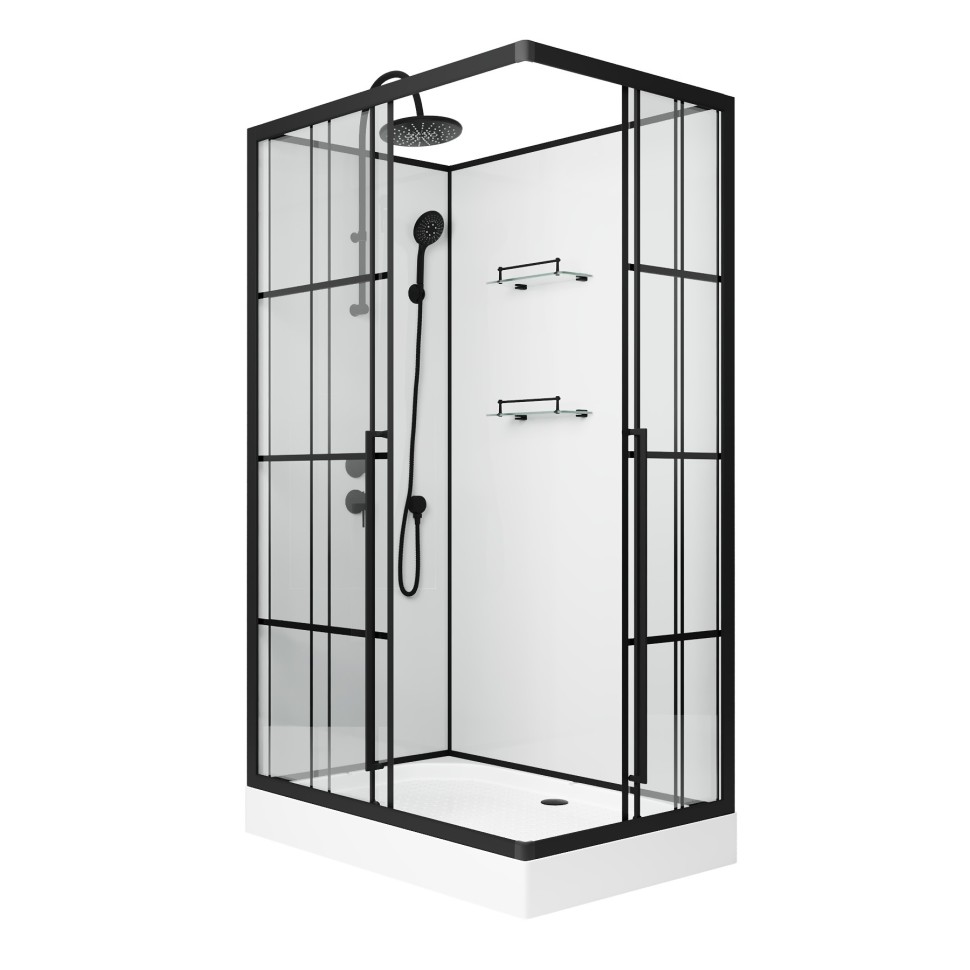Душевая кабина Niagara Standart ST120/80/15QL/KL/BKT (120х80х225) низкий поддон(15см),черный,стекло прозрачное,3 места