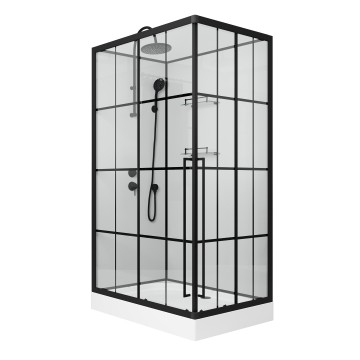 Душевая кабина Niagara Standart ST120/80/15QL/KL/BKT (120х80х225) низкий поддон(15см),черный,стекло прозрачное,3 места