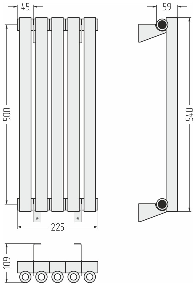 Эстет-0 500х225 5 секций