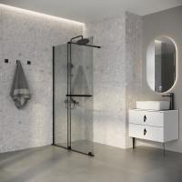 Душевая перегородка Niagara Nova NG-671-12BLACK (120х200) черный матовый,раздвижная,стекло прозрачное,1 место