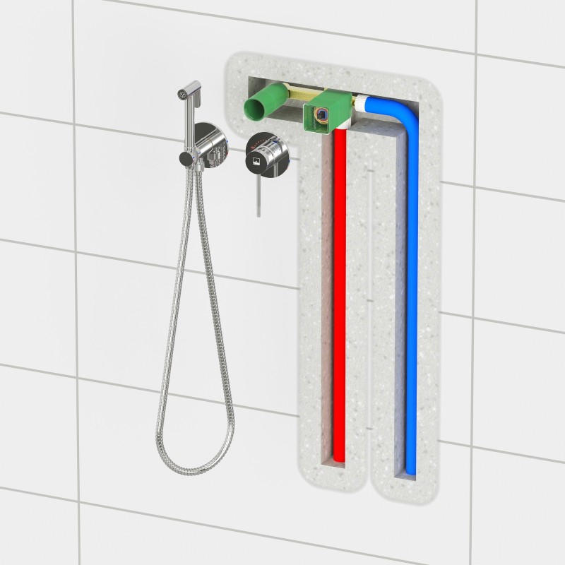 Смеситель встроенный с гигиеническим душем с защитой от ожогов Timo Saona 2339/13SM никель