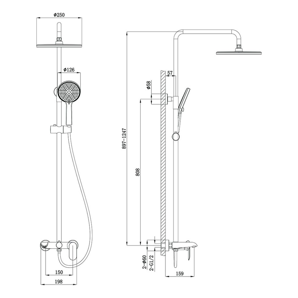 Душевая стойка FERRI, хром глянец