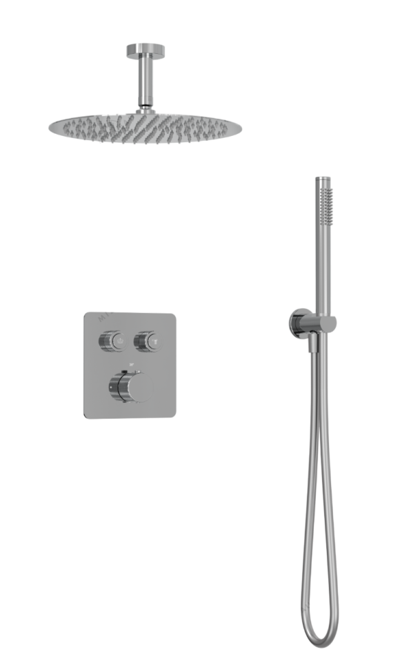 Душевая система скрытого монтажа для душа MILLEAU Tissage TERMO 2SBIT/802-CR на 2 потока (комплект с монтажным блоком), хром