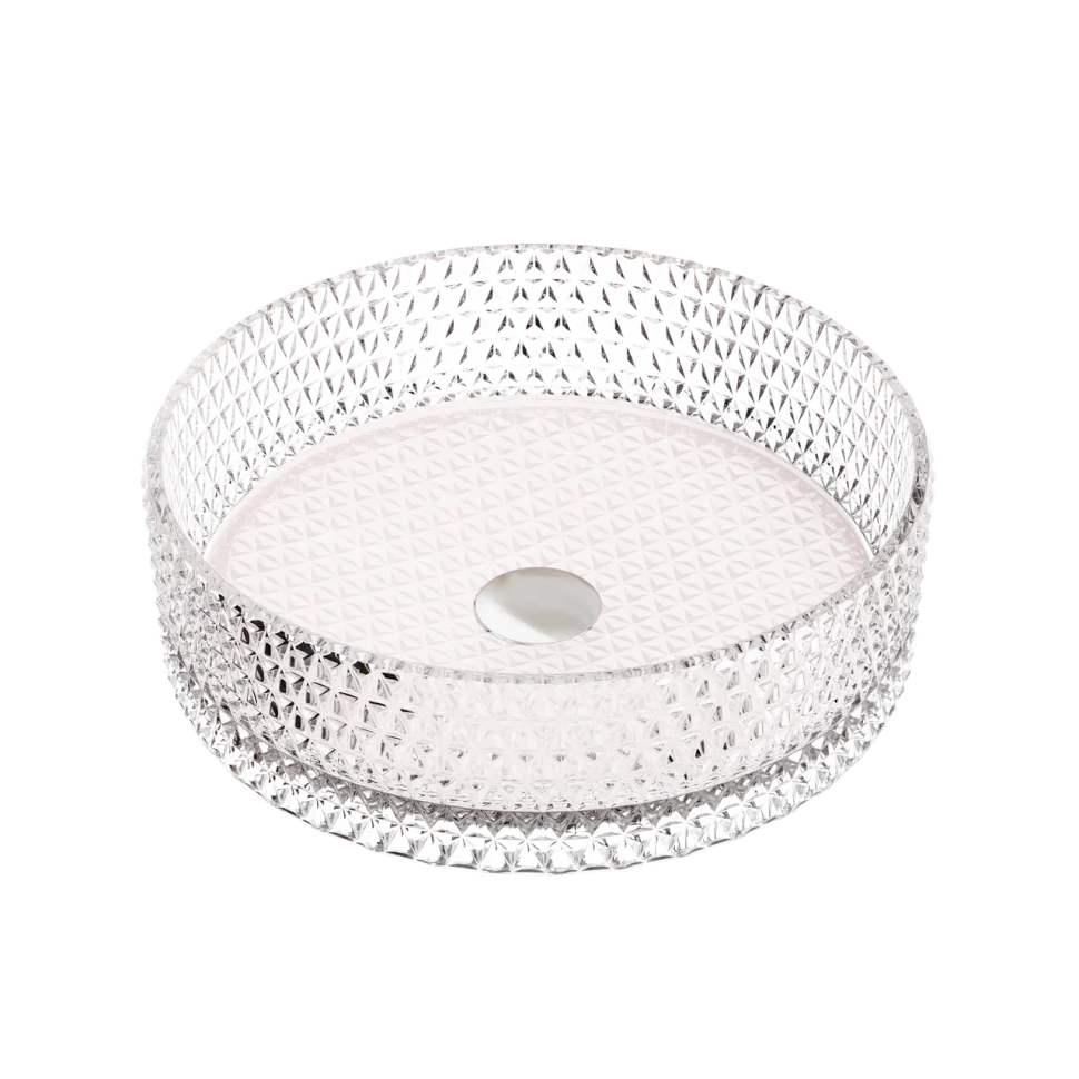 Умывальник чаша накладная круглая (цвет розовый) Cristal 360x360x112мм