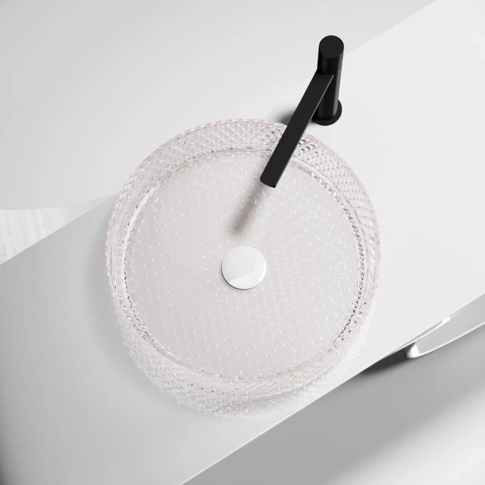 Умывальник чаша накладная круглая (цвет розовый) Cristal 360x360x112мм