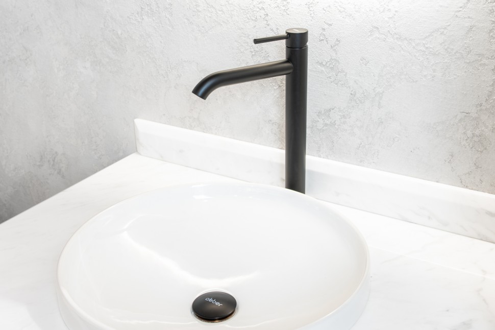 Смеситель ABBER Wasser Kreis AF8111B для накладной раковины, черный матовый