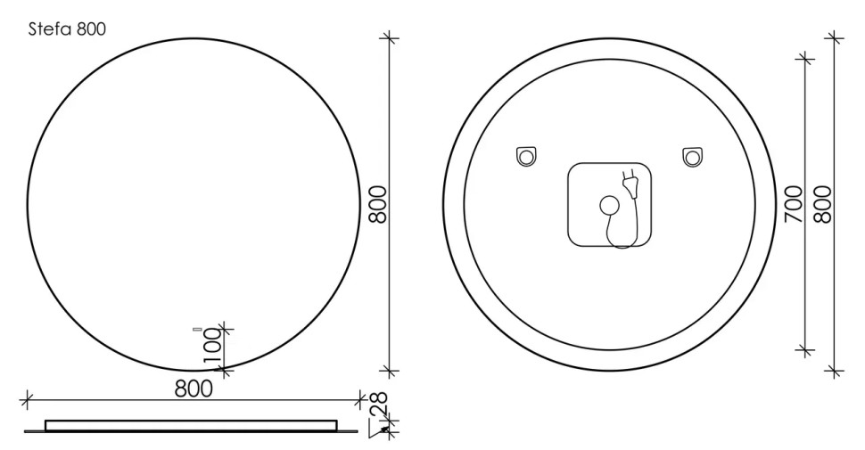 Зеркало для ванной комнаты SANCOS Sfera D800 c подсветкой , арт. SF800