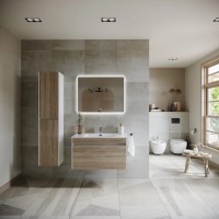 Тумба подвесная SANCOS Smart 890х450х500, c двумя ящиками оснащенными доводчиками, дуб бардолино/белый , арт. SM90E