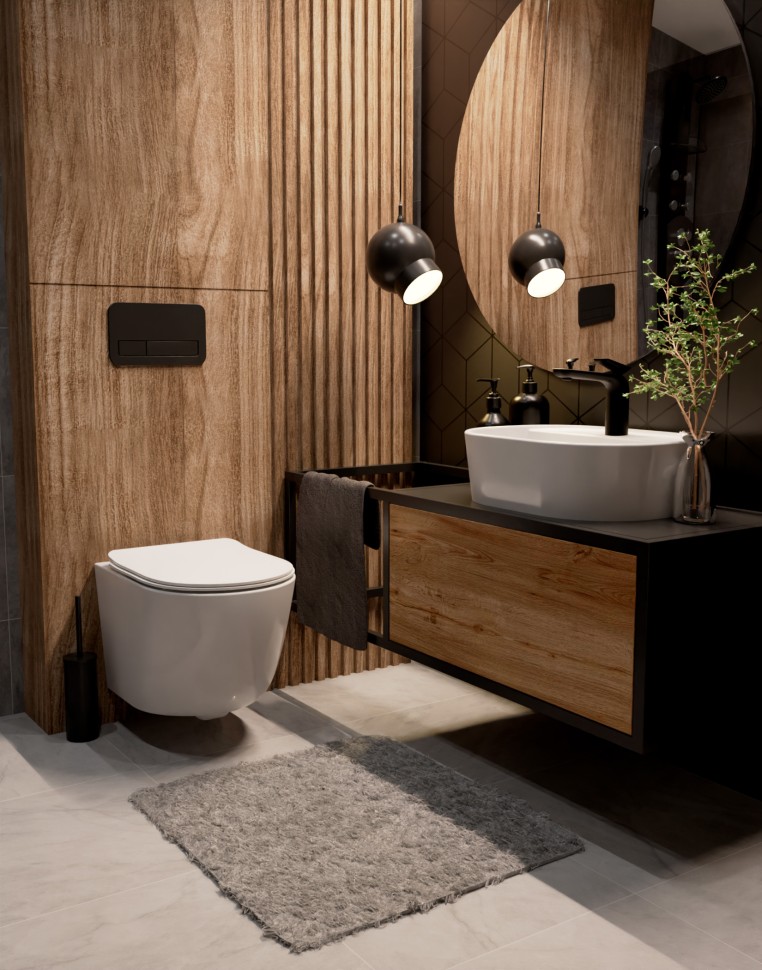 AQM2002PRO Унитаз подвесной с сиденьем SoftClose, технология смыва Invisible, скрытый крепеж. 490x370x360