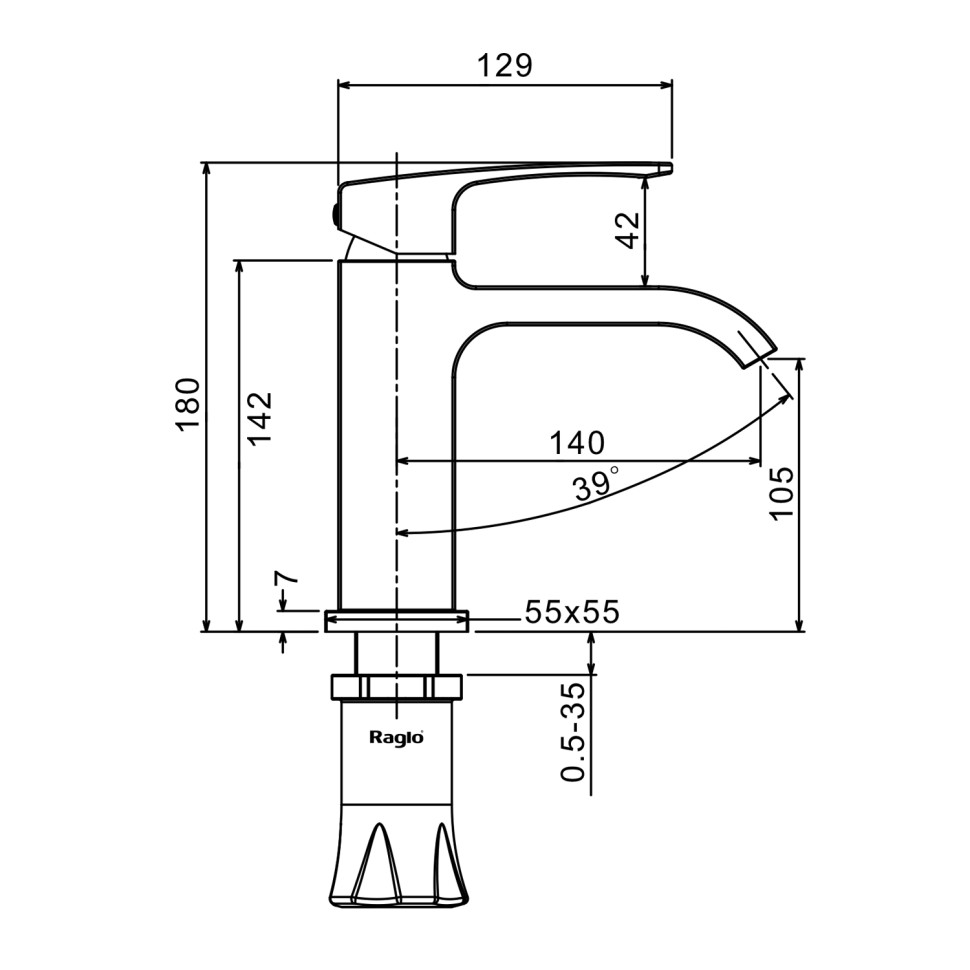Смеситель Raglo для умывальника, черный
