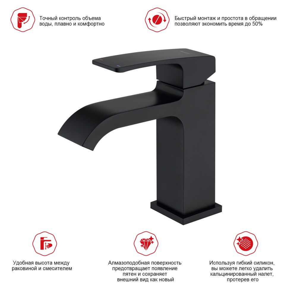 Смеситель Raglo для умывальника, черный