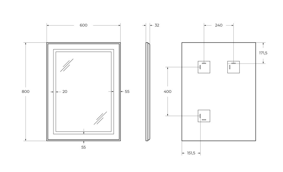 Зеркало BelBagno SPC-KRAFT-600-800-SENS-AL