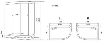 Timo Comfort T-8802L Fabric Glass душевая кабина 120*85*220+турецкая баня хамам+стульчик прозрачный