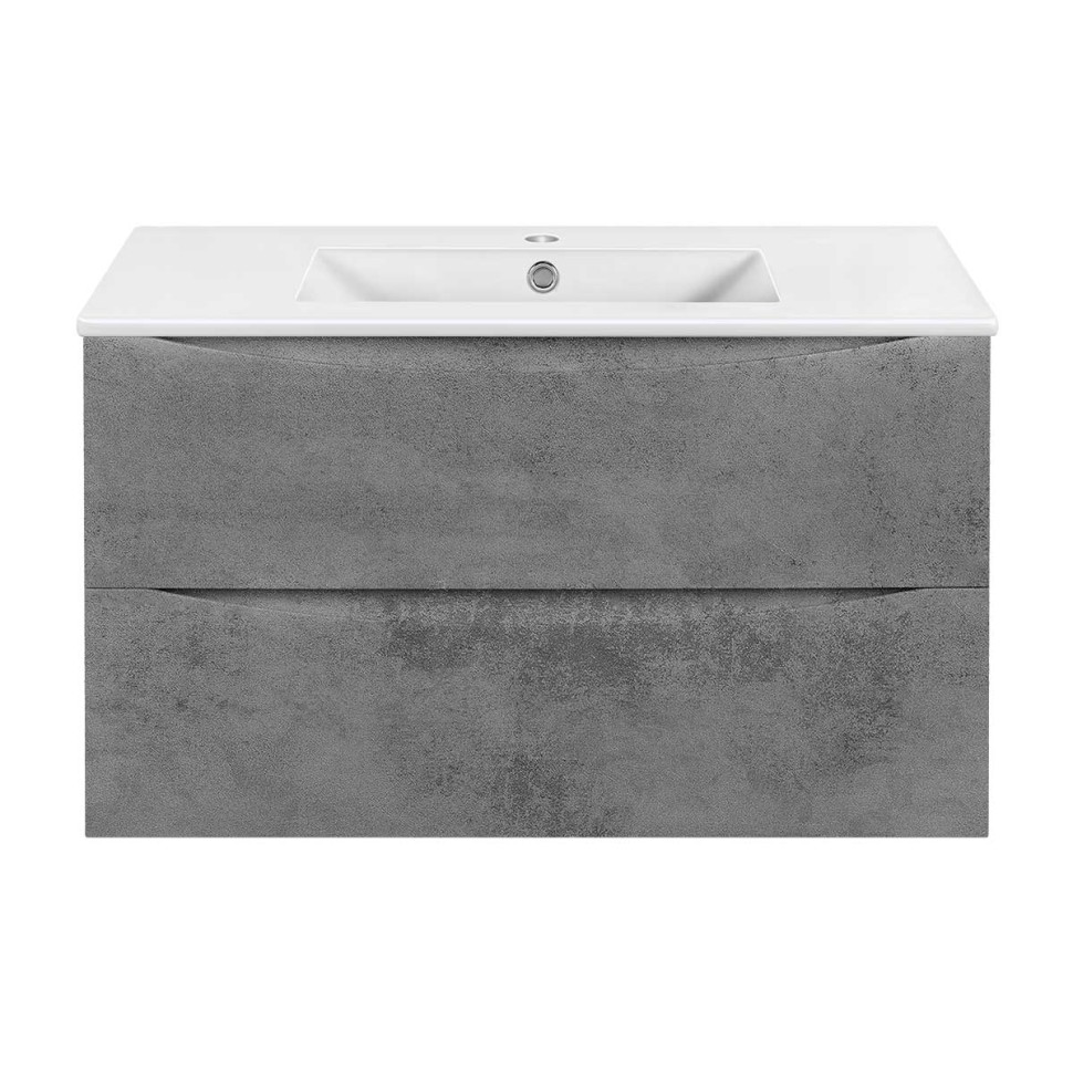 База под керамическую раковину Mia Slim 900 подвесная, 2 выкатных ящика soft close, Beton