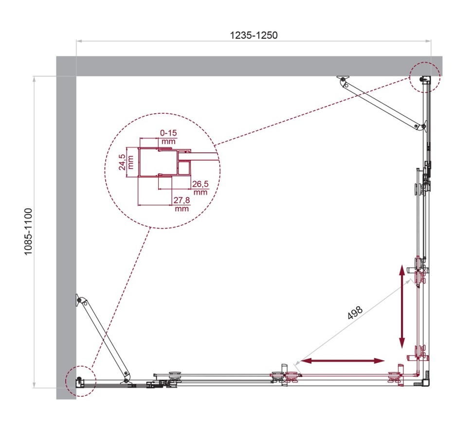 Душевой уголок BelBagno LUCE-AH-22-125/110-C-Cr
