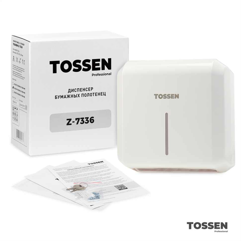 TOSSEN Z-7336 PW - диспенсер бумажных полотенец (коллекция «Классический белый»)